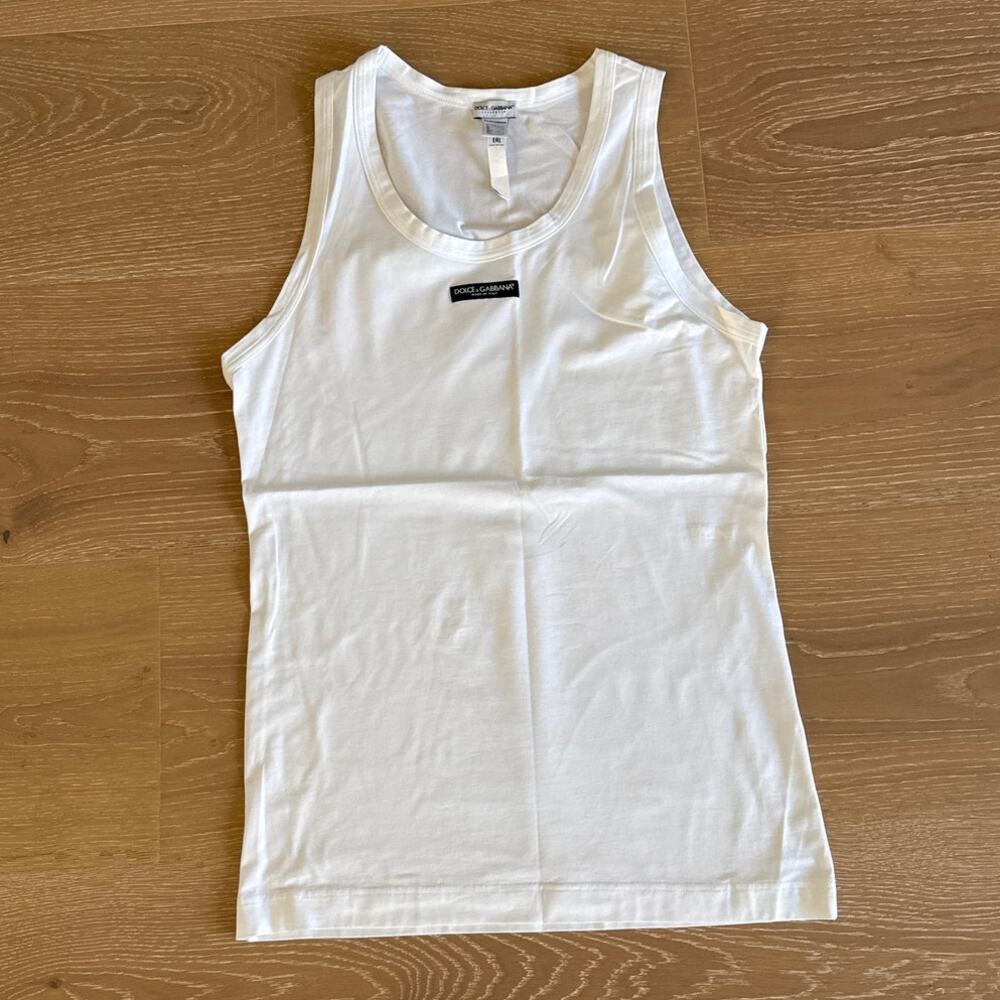 Dolce & Gabbana Tank Top Sleeveless Logo Size S White Black